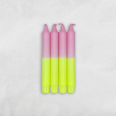 DIP DYE KERZEN . Bubblegum x Neon Gelb . 4er Set von MINGMING