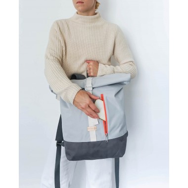 MULINU – Erweiterterbarer Rucksack UNIQUE ALBERT 2 Hellgrau Grau