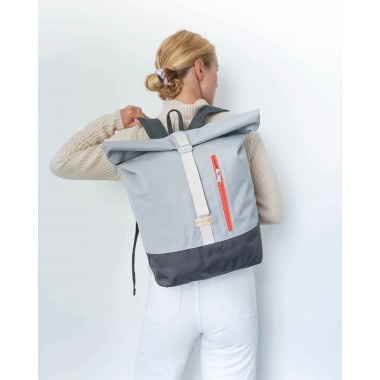 MULINU – Erweiterterbarer Rucksack UNIQUE ALBERT 2 Hellgrau Grau