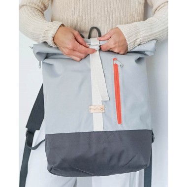 MULINU – Erweiterterbarer Rucksack UNIQUE ALBERT 2 Hellgrau Grau