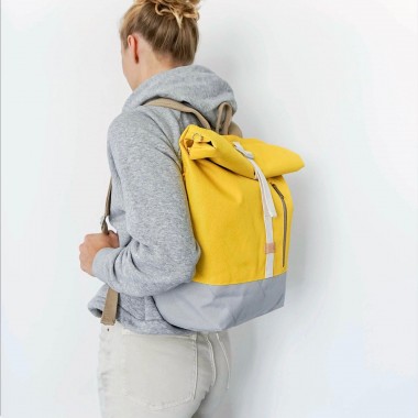 MULINU – Erweiterterbarer Rucksack UNIQUE ALBERT 2 Gelb Hellgrau