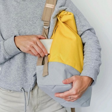 MULINU – Erweiterterbarer Rucksack UNIQUE ALBERT 2 Gelb Hellgrau