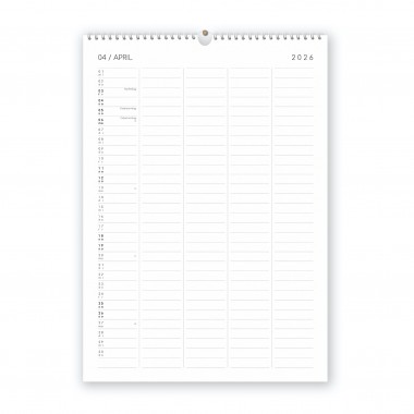 Familienkalender 2026, DIN A3 mit 5 Spalten, Kalender mit Aufklebern - SANS.