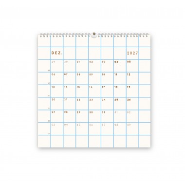 Kalender 2027, hellblau kariert - SANS.