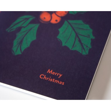 Weihnachtskarte »Merry Christmas« mit Stechpalme // Papaya paper products