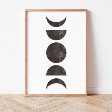 Paperlandscape | Kunstdruck | Mondphasen Schwarz Weiß | verschiedene Größen