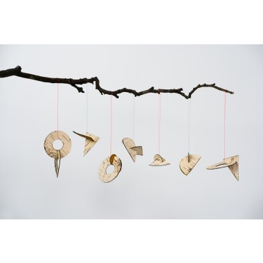 MOYA Grafische Birken Anhänger - 4er Set dekorative Ornamente aus Birkenrinde