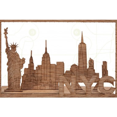 formes Berlin New York-Karte - 6 Postkarten aus Holz