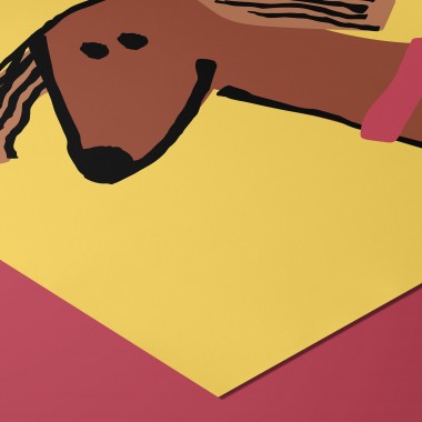 vonSUSI Fine Art Poster mit Dackel "Odi" in gelb, Din A4-A1