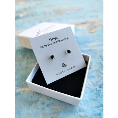 Zarte Onyx-Ohrstecker • Sterling Silber / Gold Filled / Roségold • Minimalistisches Handmade-Design • Stärke & Klarheit • Weihnachtsgeschenk