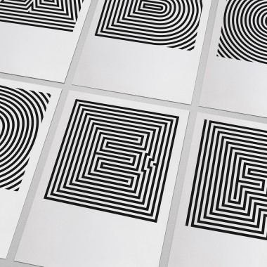 OpArt ABC Serie, Digitalprint DIN A3, schwarz-weiß – The True Type 