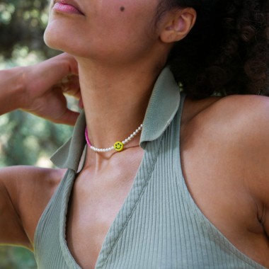 »LuvLuv« SMILEY-Kette in Rosa von pinapina