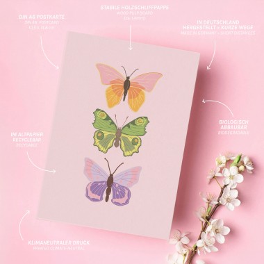 Karte Schmetterling - 5 Postkarten für den Frühling - My Pretty Circus
