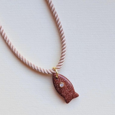 WUNDERVOLL | GOLDSTONE FISH Cord Necklace