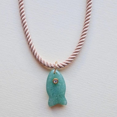 WUNDERVOLL | AVENTURINE FISH Cord Necklace