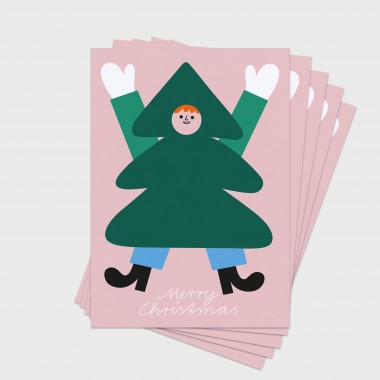 Merry Christmas Tanne – 5er Set Postkarten – stefanizen