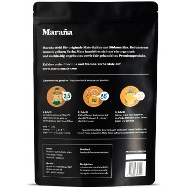 Maraña Yerba Mate Tee Grün ● Natürlicher Wachmacher und Energy Booster mit Koffein ● 500g lose Blätter ● Organisch & Fair