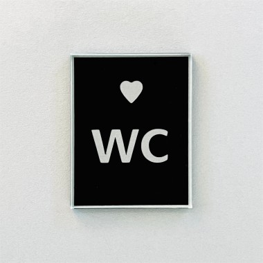 Keilbach Piktogramm "WC" aus Floatglass, selbstklebend, 7 x 9 cm