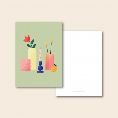 Stillleben Grün / Postkarte A6 / Svea Hansohn Illustration