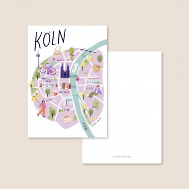 Kölnkarte / Postkarte A6 / Svea Hansohn Illustration