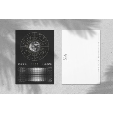 Postkarten Set Mondkalender 2027 Schwarz // ShellyCreates