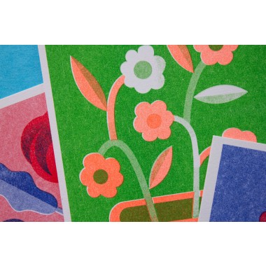 Martin Krusche - Risographie Postkartenset »Blumen«