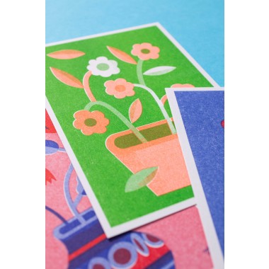 Martin Krusche - Risographie Postkartenset »Blumen«