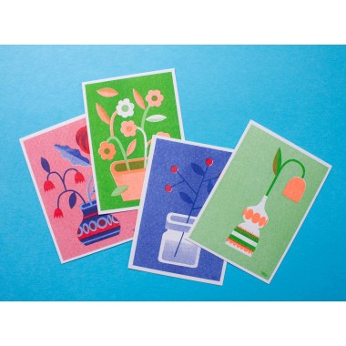 Martin Krusche - Risographie Postkartenset »Blumen«
