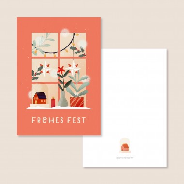 Frohes Fest / 4er Postkartenset / Svea Hansohn Illustration