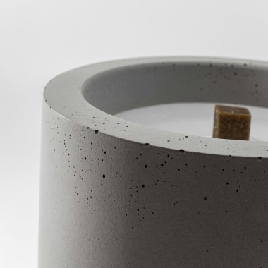 Nachfüllbares Beton-Outdoor-Feuer “LIGHT S“ – mit Ledergriff Farbe Cognac - Ideal Wachsreste verbrauchen