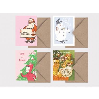typealive / Retro-Weihnachtskarten 4er Set / Retro Christmas