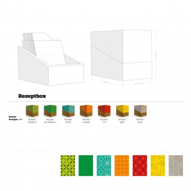 REZEPTBOX mit gemustertem Deckel, Box fürs Backen und Kochen mit Rezeptkarten und Registern // sperlingB.design