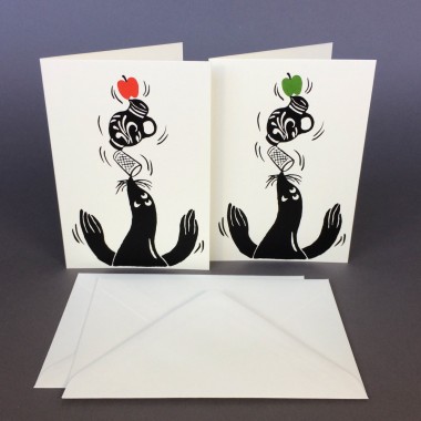 Print now - Riot later ● Robbe mit Bembel, 2 Karten mit Umschlag