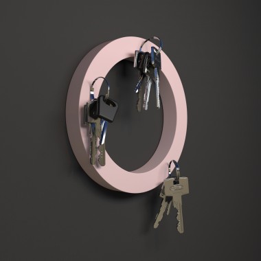 Schlüsselmagnet "O" rosa - superstark und nachhaltig. Aus pflanzlichem Kunststoff hergestellt - von Grellroth Design