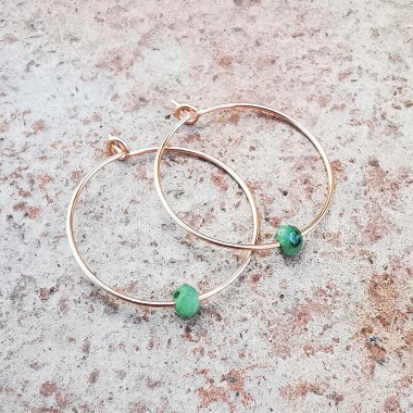 Creolen mit Rubin-Zoisit, minimalistische Ohrringe, everyday earrings - in Sterling Silber und (Rosé) Gold Filled - KIZZU Schmuck