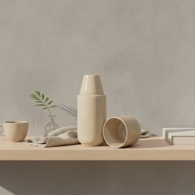 Lys Keramik Karaffe 750 ml mit Becher – handgemacht in Portugal