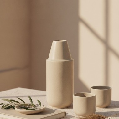 Lys Keramik Karaffe 750 ml mit Becher – handgemacht in Portugal
