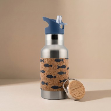 Edelstahl-Trinkflasche 350 ml mit Kork-Print