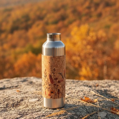 Edelstahl-Trinkflasche 750 ml mit Kork-Print