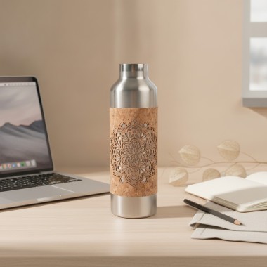 Edelstahl-Trinkflasche 750 ml mit Kork-Print