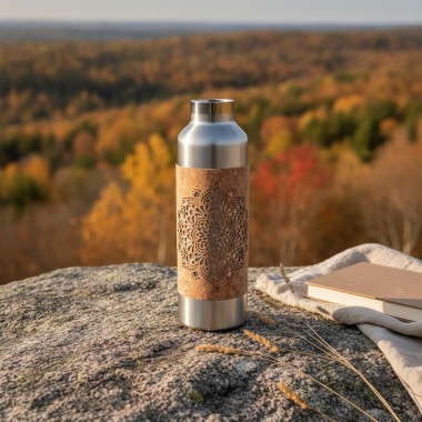 Edelstahl-Trinkflasche 750 ml mit Kork-Print