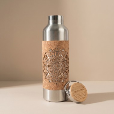 Edelstahl-Trinkflasche 750 ml mit Kork-Print