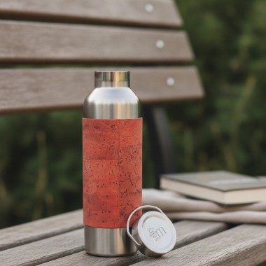 Edelstahl-Trinkflasche 750 ml mit Korksleeve und Teesieb