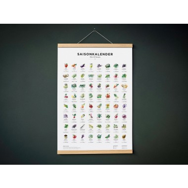 Saisonkalender Obst & Gemüse, Poster/Plakat in Farbe von Kupferstecher.Art
