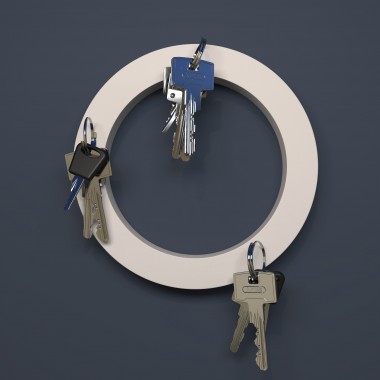 Schlüsselmagnet "O" hellgrau - superstark und nachhaltig. Aus pflanzlichem Kunststoff hergestellt - von Grellroth Design