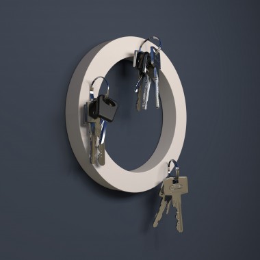 Schlüsselmagnet "O" hellgrau - superstark und nachhaltig. Aus pflanzlichem Kunststoff hergestellt - von Grellroth Design