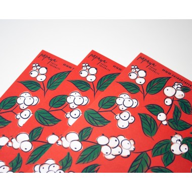 Geschenkpapier Schneebeeren, 3 Bogen // Papaya paper products