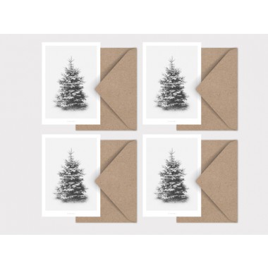 typealive / Weihnachtskarten 4er Set / Schneetanne