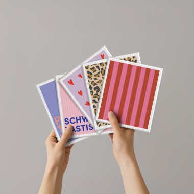 Schwammtuch - Streifen - Rot/Rosa - Nr. 7