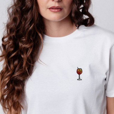 Spritz | Besticktes Bio Baumwoll Unisex T-Shirt | weiß | Fashion Drinks